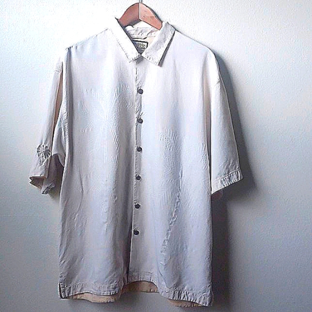 Jamaica Jaxx Silk Hawaiian Cabana Shirt Cream Men's Size XL